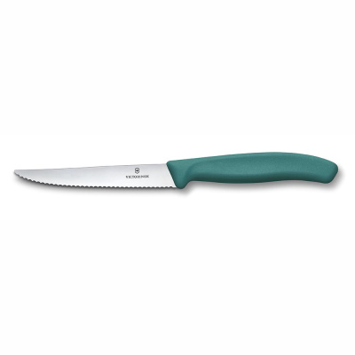 Нож для стейка и пиццы VICTORINOX Швейцарская классика | SwissClassic, 11 см, с волнистой кромкой, зеленый