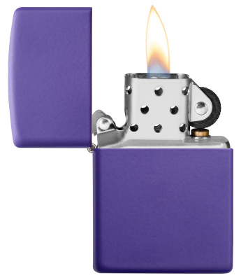 Зажигалка ZIPPO классическая с фиолетовым матовым покрытием | Classic Purple Matte, латунь/сталь, фиолетовая, матовая, 38x13x57 мм