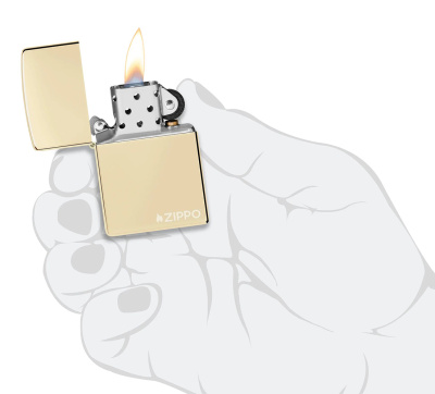 Зажигалка ZIPPO Logo с покрытием Champagne, латунь/сталь, золотистая, глянцевая, 38x13x57 мм