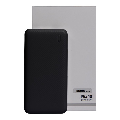 Универсальный аккумулятор Rib 10 (10000 мАч), черный, 13,5х6.8х1,5 см