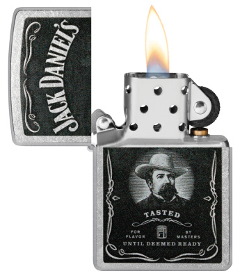 Зажигалка ZIPPO Джек Дэниэлс с покрытием поцарапанный хром | Jack Daniels® Street Chrome, латунь/сталь, серебристая, 38x13x57 мм
