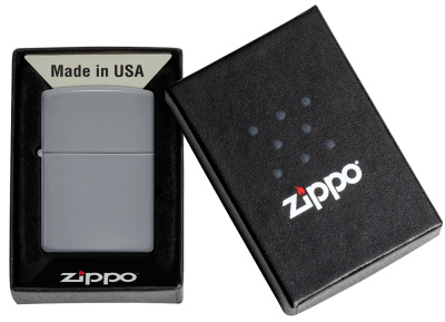 Зажигалка ZIPPO Classic с покрытием Flat Grey, латунь/сталь, серая, глянцевая, 38x13x57 мм