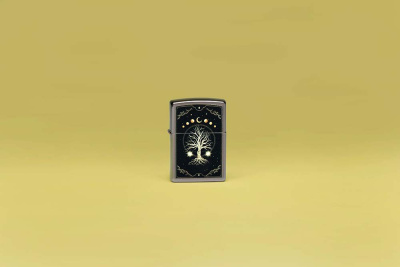 Зажигалка ZIPPO Mystic Nature Design с покрытием Black Ice®, латунь/сталь, черная, 38x13x57 мм