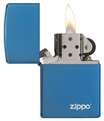Зажигалка ZIPPO Classic с покрытием Sapphire™, с лого, латунь/сталь, синяя, глянцевая, 38x13x57 мм