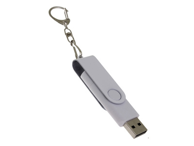 USB-флешка на 16 Гб 2 в 1 поворотный механизм, c дополнительным разъемом Type-C с одноцветным металлическим клипом, белый , размер 16ГБ