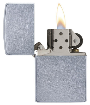 Зажигалка ZIPPO классическая с покрытием поцарапанный хром | Classic Street Chrome, латунь/сталь, серебристая, матовая, 38x13x57 мм