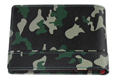 Портмоне ZIPPO, зелёно-чёрный камуфляж, натуральная кожа, 11,2×2×8,2 см