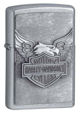 Зажигалка ZIPPO Харлей Дэвидсон с покрытием поцарапанный хром | Harley-Davidson® Street Chrome, латунь/сталь, серебристая, 38x13x57 мм