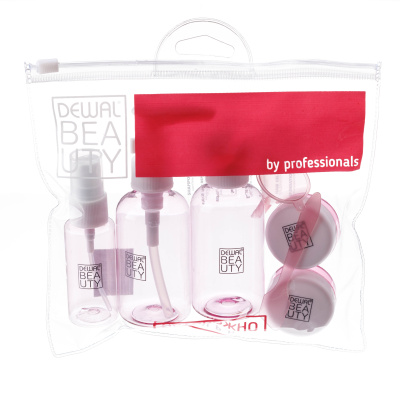 Дорожный набор баночек для путешествий Dewal Beauty, розовый, 7пр.