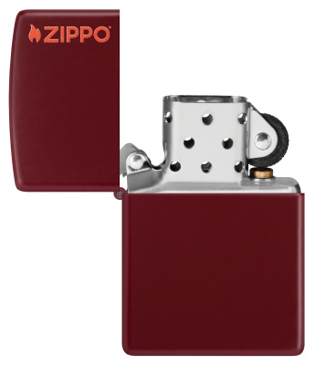 Зажигалка ZIPPO Логотип с покрытием мерло | Logo Merlot, латунь/сталь, бордовая, глянцевая, 38x13x57 мм