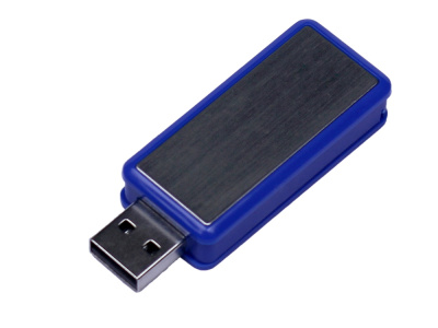 USB-флешка промо на 32 Гб прямоугольной формы, выдвижной механизм, синий , размер 32ГБ