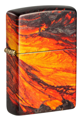 Зажигалка ZIPPO Поток лавы с покрытием Искусственно состаренная латунь на 540 | Lava Flow 540 Tumbled Brass, латунь/сталь, оранжевая, 38x13x57 мм