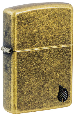 Зажигалка ZIPPO Armor® Пламя c покрытием античная латунь | Flame Antique Brass, латунь/сталь, золотистая, 38x13x57 мм