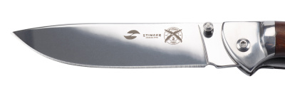 Нож складной Stinger, 105 мм, (серебристый), материал рукояти: сталь/дерево (серебристо-коричневый)