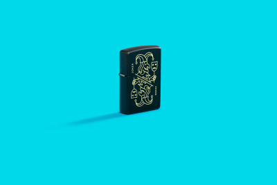 Зажигалка ZIPPO Джокер с маской с черным матовым покрытием | Masked Joker Design Black Matte, латунь/сталь, черная, 38x13x57 мм