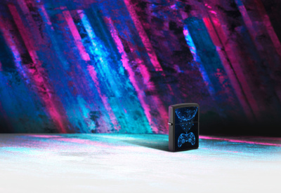 Зажигалка ZIPPO Игровая приставка с черным матовым покрытием | Gaming Black Matte, латунь/сталь, черная, матовая, 38x13x57 мм