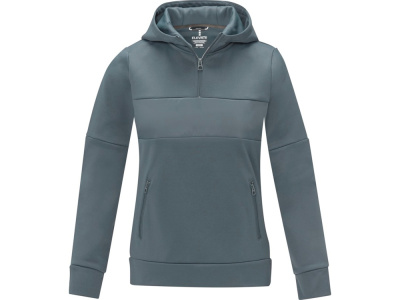 Женский свитер анорак Sayan на молнии на половину длины с капюшоном, steel grey , размер 2XL