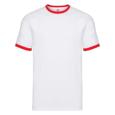Футболка "Ringer T", белый с красным_2XL, 100% х/б, 160 г/м2
