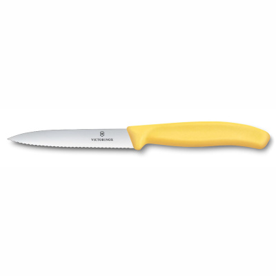 Нож для овощей VICTORINOX Швейцарская классика | Swiss Classic, лезвие 10 см с волнистой кромкой, желтый