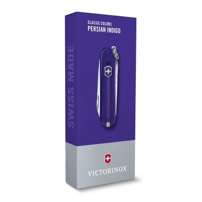Нож-брелок VICTORINOX Classic SD Colors "Persian Indigo", 58 мм, 7 функций, полупрозрачный индиго