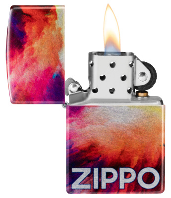 Зажигалка ZIPPO Яркие переливы с покрытием Искусственно состаренный хром на 540 | Tie Dye 540 Tumbled Chrome, латунь/сталь, разноцветная, 38x13x57 мм