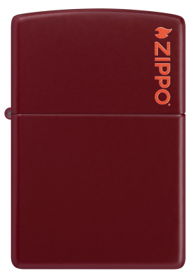 Зажигалка ZIPPO Логотип с покрытием мерло | Logo Merlot, латунь/сталь, бордовая, глянцевая, 38x13x57 мм