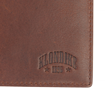 Бумажник KLONDIKE 1896 коллекция «ДОУСОН | DAWSON», натуральная кожа в коричневом цвете, 13 х 1,5 х 9,5 см