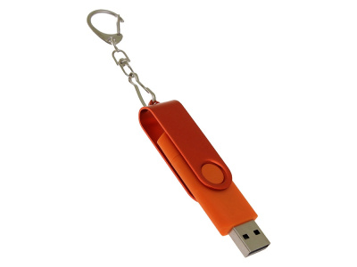 USB-флешка на 16 Гб 2 в 1 поворотный механизм, c дополнительным разъемом Type-C с одноцветным металлическим клипом, оранжевый , размер 16ГБ