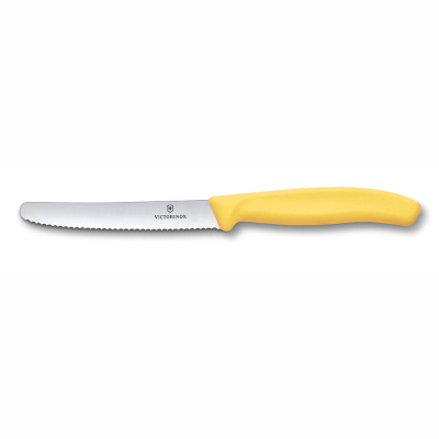 Нож столовый VICTORINOX Швейцарская классика | Swiss Classic, лезвие 11 см с волнистой кромкой, желтый