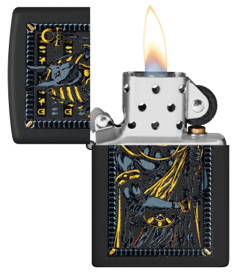 Зажигалка ZIPPO Бог Анубис с черным матовым покрытием | Anubis Black Matte, латунь/сталь, черная, 38x13x57 мм