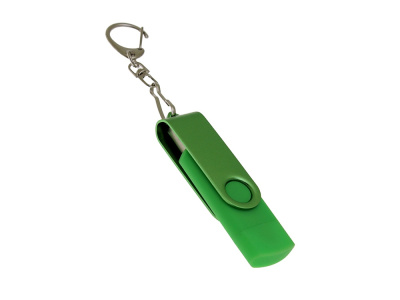 USB-флешка на 16 Гб 2 в 1 поворотный механизм, c дополнительным разъемом Type-C с одноцветным металлическим клипом, зеленый , размер 16ГБ