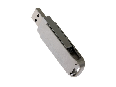USB 2.0- флешка на 16 Гб поворотный механизм 2 в 1, c дополнительным разъемом Type-C с одноцветным металлическим клипом, серебристый , размер 16ГБ