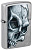 Зажигалка ZIPPO Череп и пламя с покрытием поцарапанный хром | Skull and Flame Street Chrome, латунь/сталь, серебристая, матовая, 38x13x57 мм