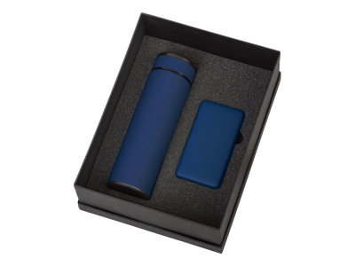 Подарочный набор с термосом и повербанком С2, темно-синий , размер 10000 mAh