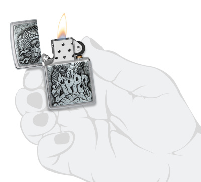 Зажигалка ZIPPO классическая с покрытием матовый хром | Classic Brushed Chrome, латунь/сталь, серебристая, 38x13x57 мм