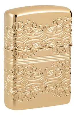 Зажигалка ZIPPO Armor® Счастливый клевер с глянцевым золотистым покрытием | Lucky Clover High Polish Gold Plate, латунь/сталь, золотистая, 38x13x57 мм