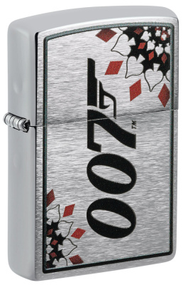 Зажигалка ZIPPO Джеймс Бонд с покрытием матовый хром | James Bond™ Brushed Chrome, латунь/сталь, серебристая, 38x13x57 мм