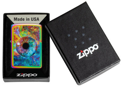 Зажигалка ZIPPO Spacey Eye с покрытием Multi Color, латунь/сталь, разноцветная, глянцевая, 38x13x57 мм