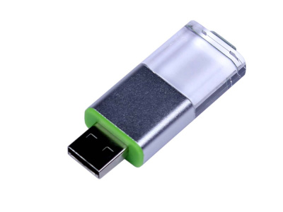 USB-флешка промо на 32 Гб прямоугольной формы, выдвижной механизм, зеленый , размер 32ГБ