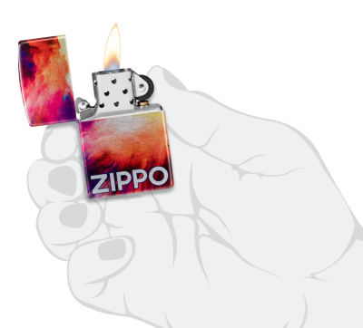 Зажигалка ZIPPO Яркие переливы с покрытием Искусственно состаренный хром на 540 | Tie Dye 540 Tumbled Chrome, латунь/сталь, разноцветная, 38x13x57 мм