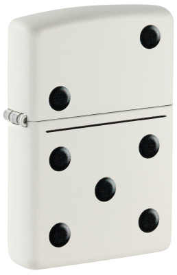 Зажигалка ZIPPO Домино с белым матовым покрытием | Domino Design White Matte, латунь/сталь, белая, матовая, 38x13x57 мм