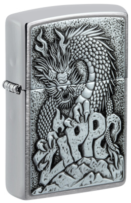 Зажигалка ZIPPO классическая с покрытием матовый хром | Classic Brushed Chrome, латунь/сталь, серебристая, 38x13x57 мм
