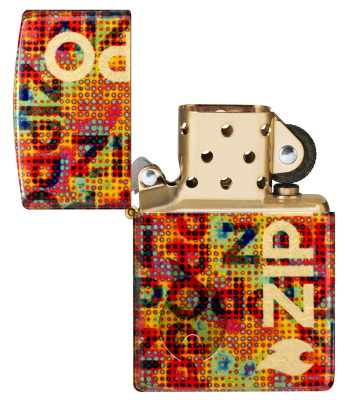 Зажигалка ZIPPO Слияние пикселей с покрытием Искусственно состаренная латунь | Pixel Fusion 540 Tumbled Brass, латунь/сталь, разноцветная, 38x13x57 мм