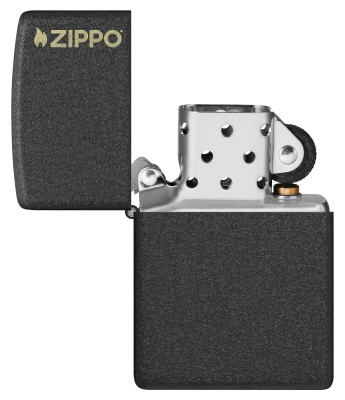 Зажигалка ZIPPO Logo с покрытием Black Crackle™, латунь/сталь, чёрная, матовая, 38x13x57 мм