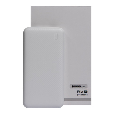 Универсальный аккумулятор Rib 10 (10000 мАч), белый, 13,5х6.8х1,5 см