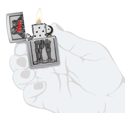 Зажигалка ZIPPO Влюбленная пара с покрытием матовый хром | Couple Love Brushed Chrome, латунь/сталь, серебристая, 36x13x57 мм