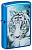 Зажигалка ZIPPO Белый тигр с глянцевым синим покрытием | White Tiger High Polish Blue, латунь/сталь, синяя, глянцевая, 38x13x57 мм
