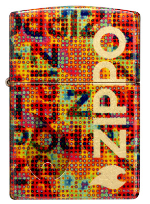 Зажигалка ZIPPO Слияние пикселей с покрытием Искусственно состаренная латунь | Pixel Fusion 540 Tumbled Brass, латунь/сталь, разноцветная, 38x13x57 мм