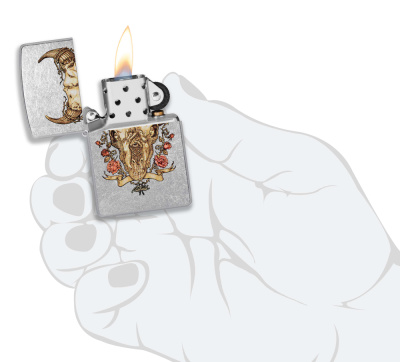 Зажигалка ZIPPO Рик Ритвельд с покрытием поцарапанный хром | Rick Rietveld Street Chrome, латунь/сталь, серебристая, 38x13x57 мм