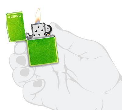 Зажигалка ZIPPO Логотип с кислотным зеленым покрытием | Logo Lurid, латунь/сталь, зеленая, глянцевая, 38x13x57 мм
